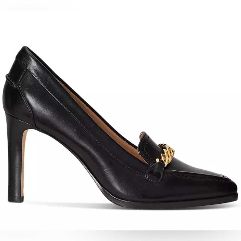 Ralph Lauren Colleen Leather Pump Black Women’s Size 8.5 - Picture 2 of 9